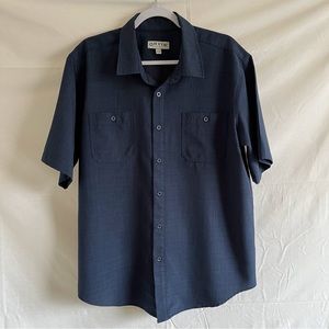Orvis Classic Collection Navy Blue Button Up Short Sleeve Shirt Size XL